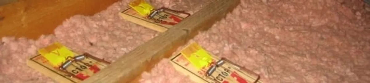 Mouse traps placed in an attic for rodent control in Newark, NJ